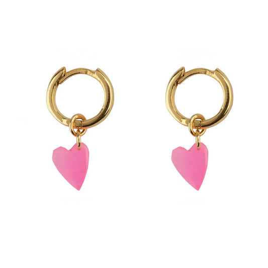 Small Hoop Resin Heart Earring Pink Regular price