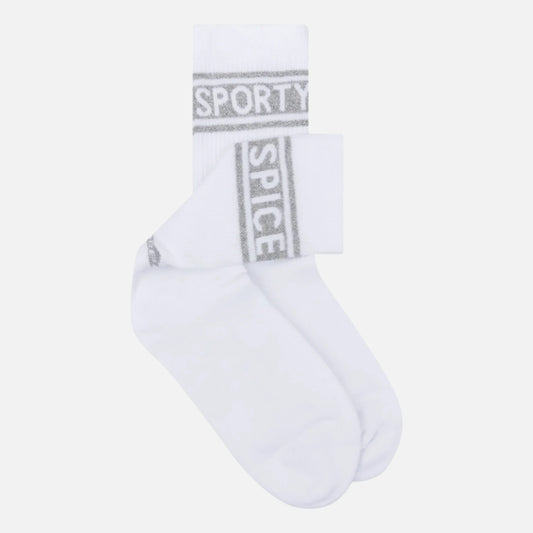 Sock white silver sporty spice stripes size 35-38