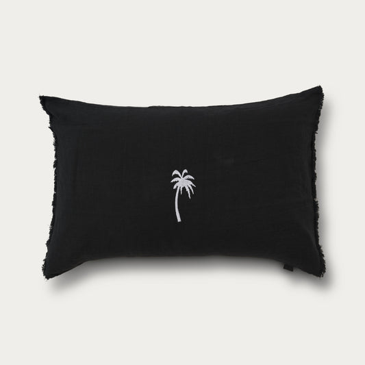 Kussen Zwart Palm Wit