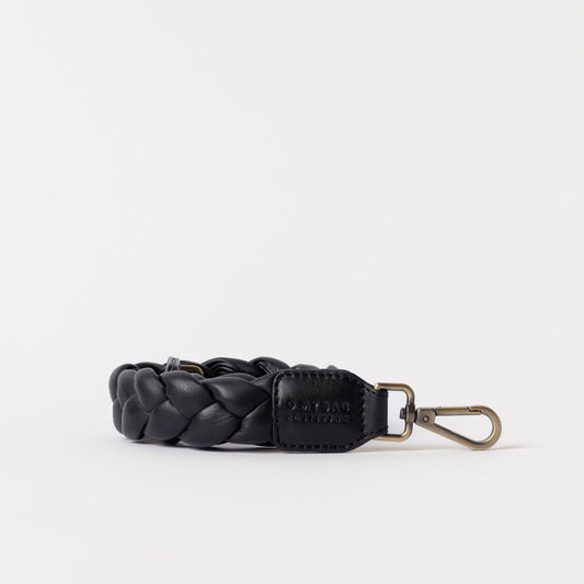 Braided Shoulder Strap - Black Soft Grain Leather