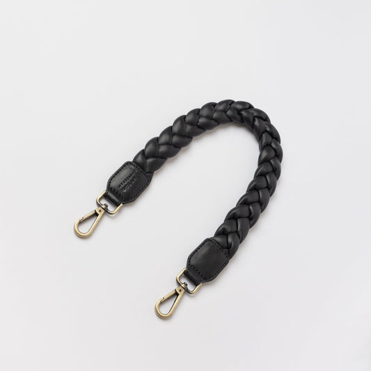 Braided Shoulder Strap - Black Soft Grain Leather