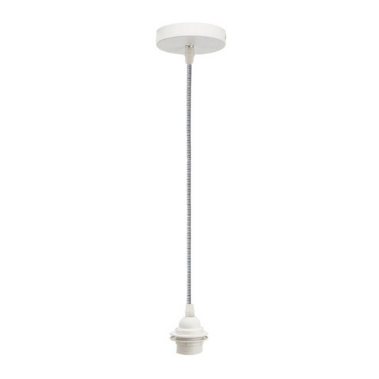 Snoer Hanglamp Zwart Witte Stoffen Kabel Witte Fitting