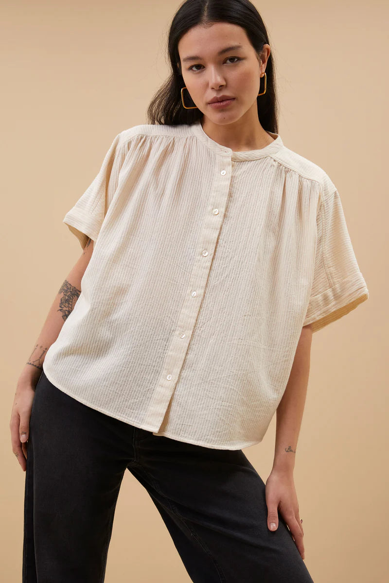 Alex Rib Blouse Off White