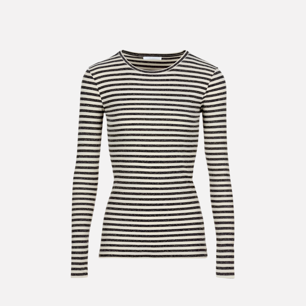 Basic LS Stripe Top | Chalk