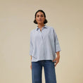 Load image into Gallery viewer, Norel pin stripe blouse/indi grey
