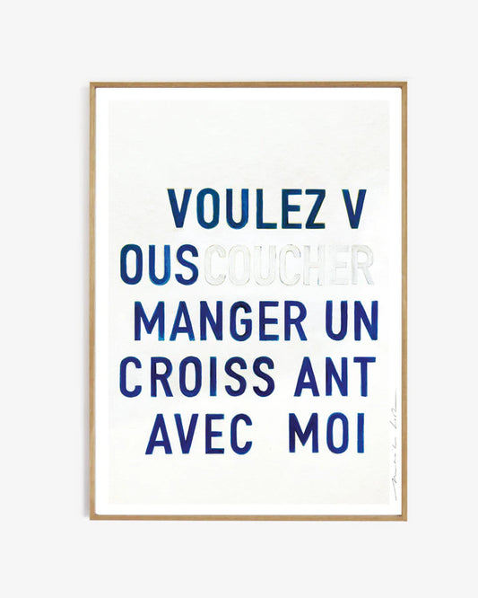 Poster - Manger un croissant blue