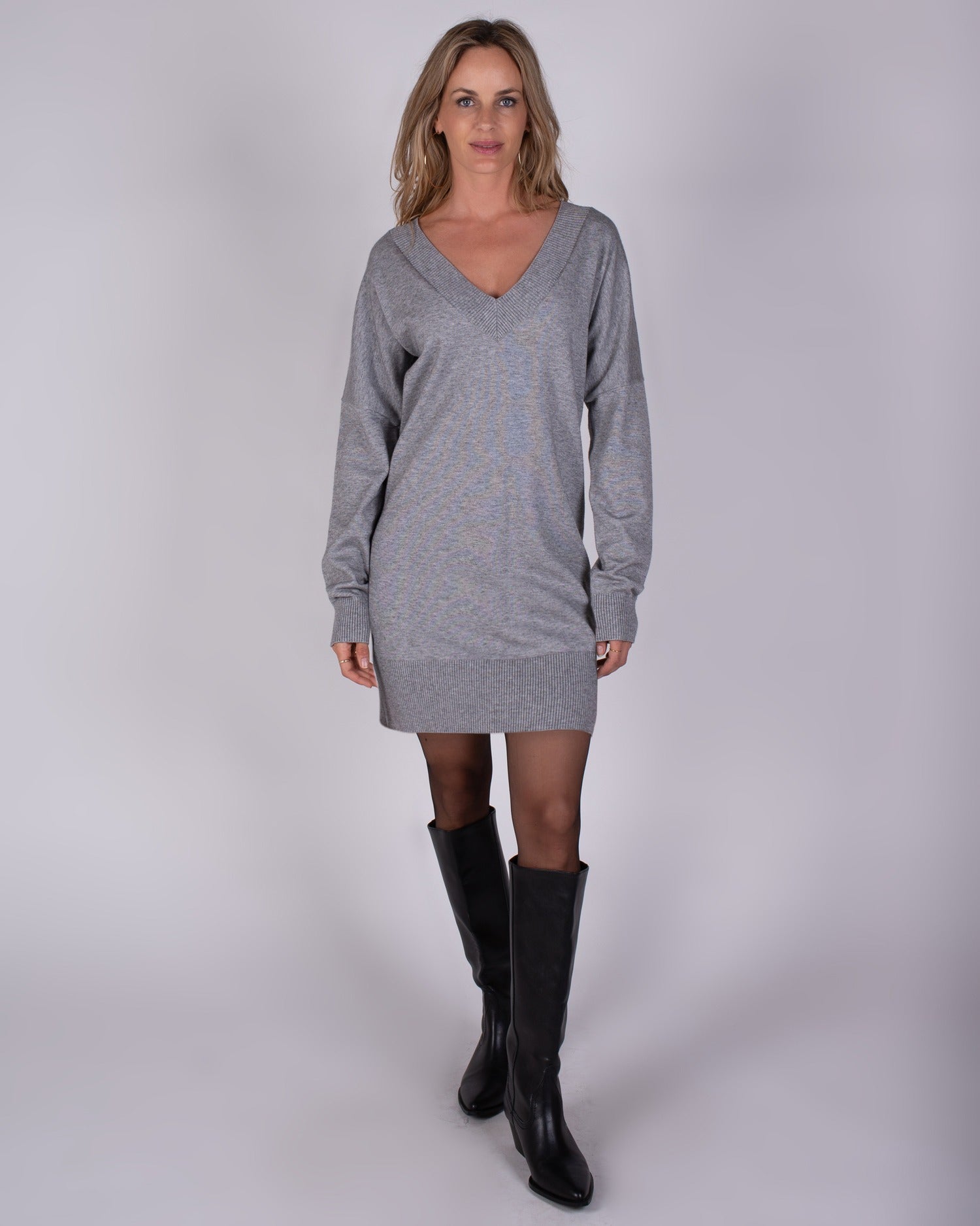 Dames Gebreide Jurk Grey Melange LARVIK