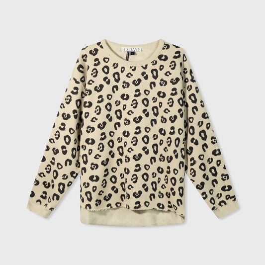 Raw edge sweater leopard